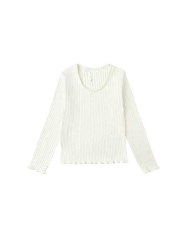 Ribbed Long Sleeve Tee Ivory