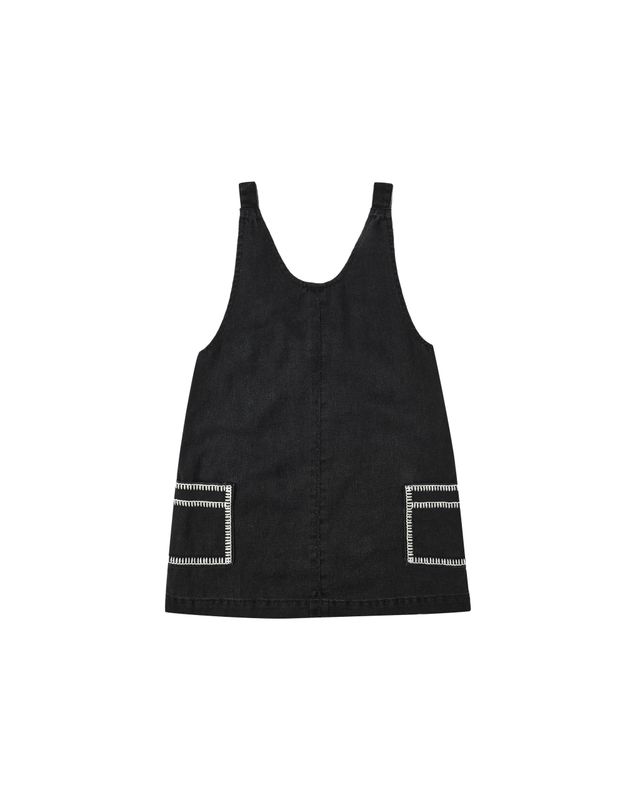 V-Neck Overall Dress Washed Black