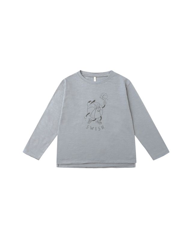 Raw Edge Long Sleeve Baby Tee Basketball