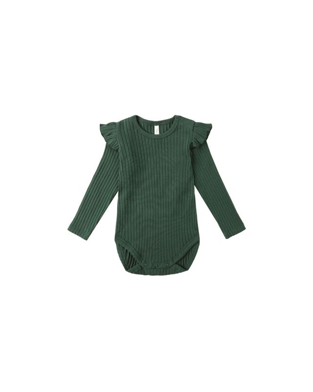 Shoulder Ruffle Bodysuit Green