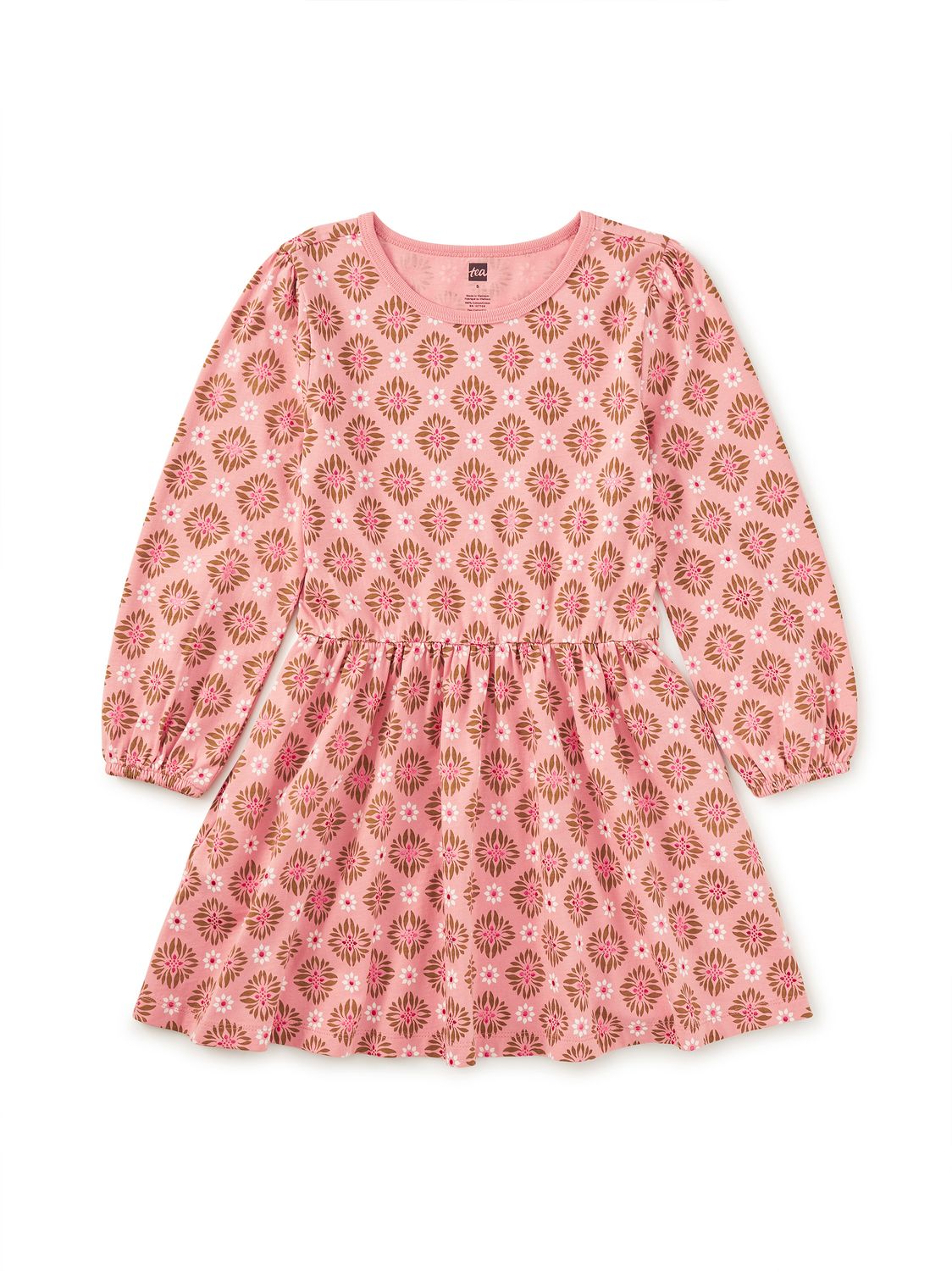 Blouson Sleeve Pocket Dress Metallic Chrysanthemum