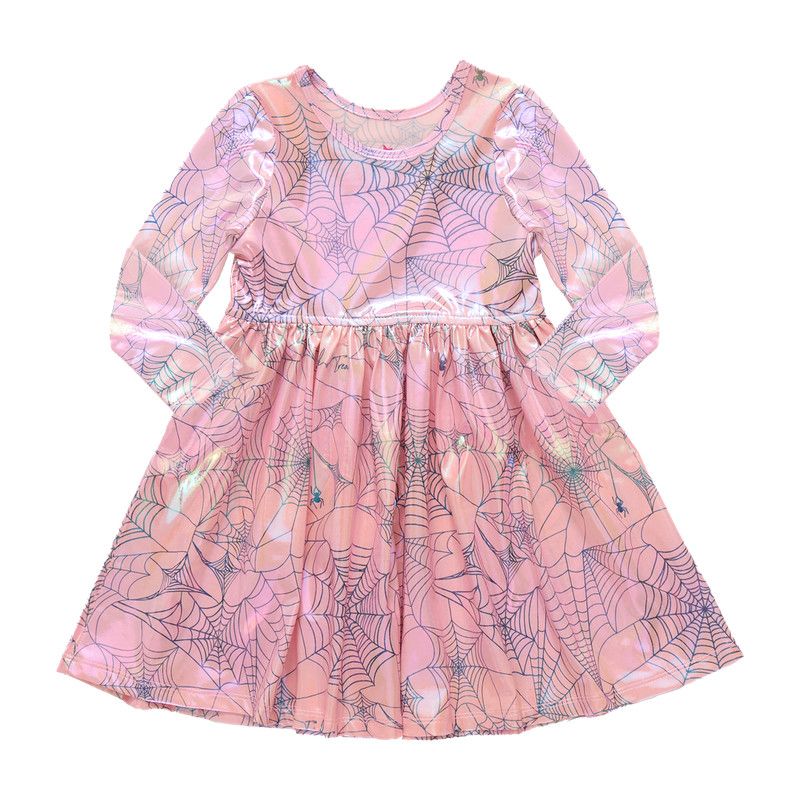 Steph Dress Pink Lame Spider Web