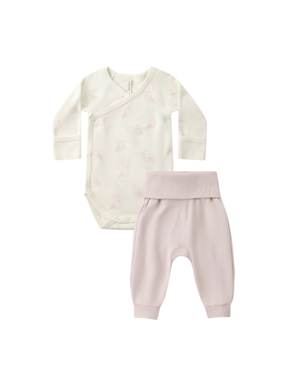 Side Snap Bodysuit + Pant Set Snow Owls