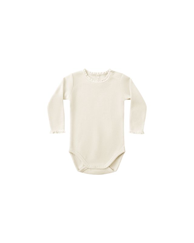 Waffle Long Sleeve Bodysuit Natural