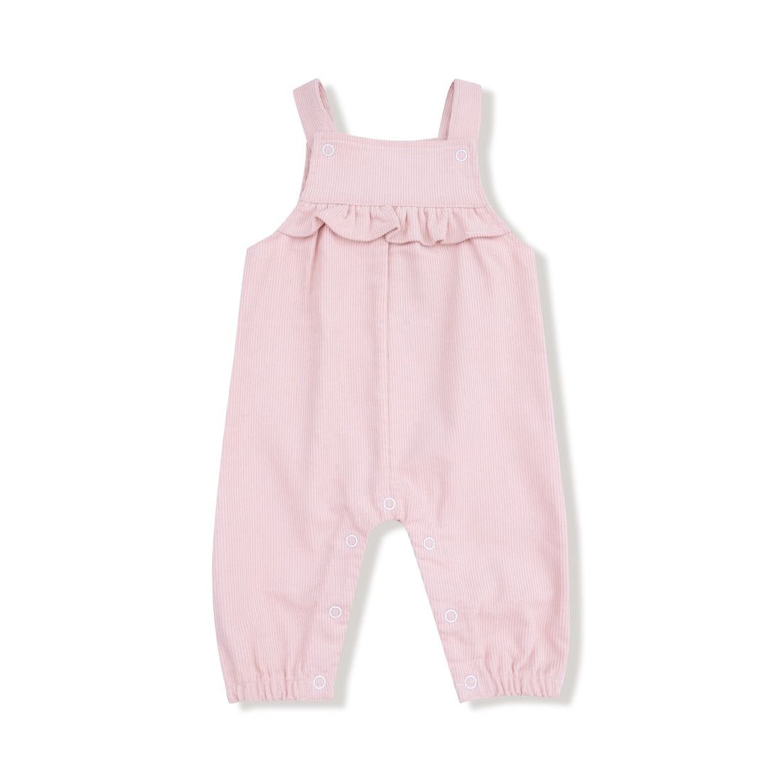 Veiled Pink Yoke Ruffle Overall