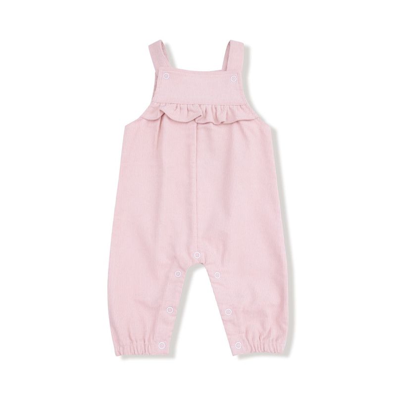 Veiled Pink Yoke Ruffle Overall
