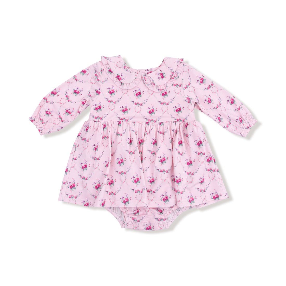 Rose Garden Trellis Peter Pan Ruffle Collar Bubble W/ Skirt