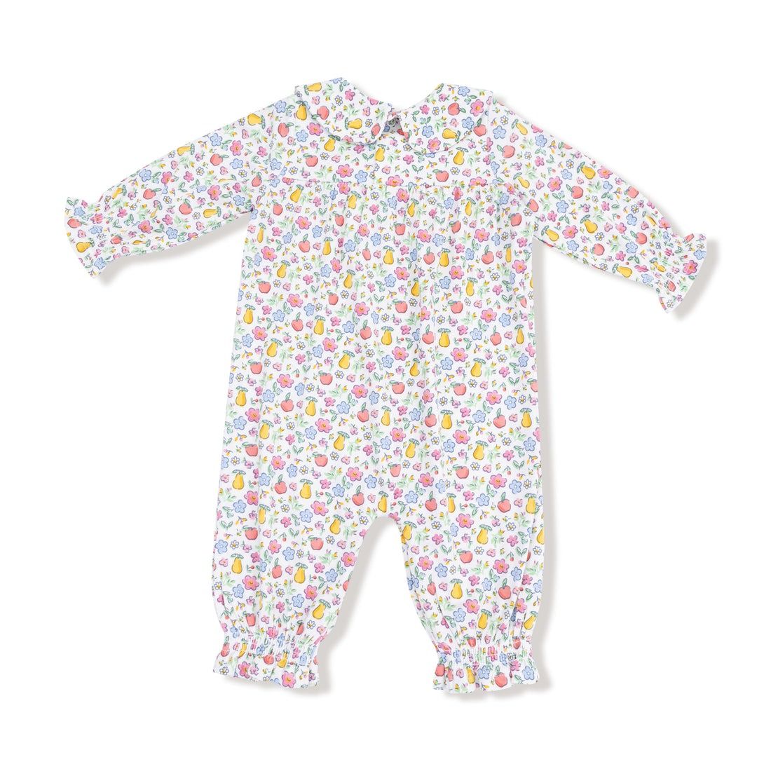 Fall Fruit Floral Smocked Romper w/ Peter Pan Collar