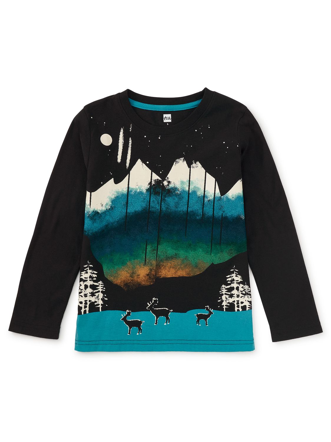 Glowing Northern Lights Graphic Tee Jet Black