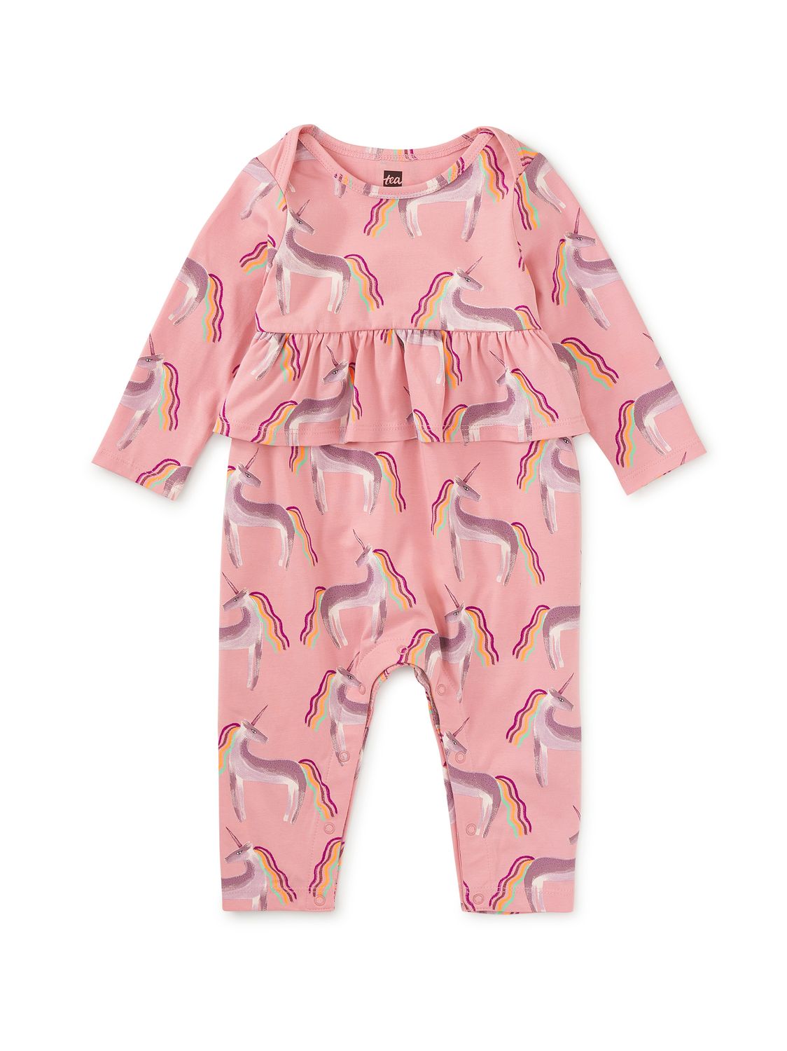 Pretty Peplum Baby Romper Rainbow Unicorn