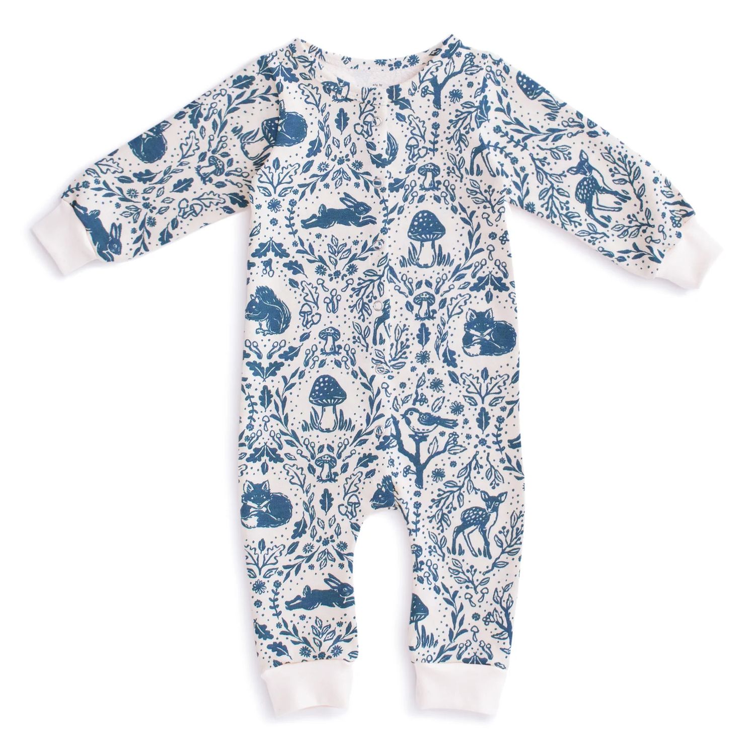 French Terry Jumpsuit Animal Tapestry Delft Blue