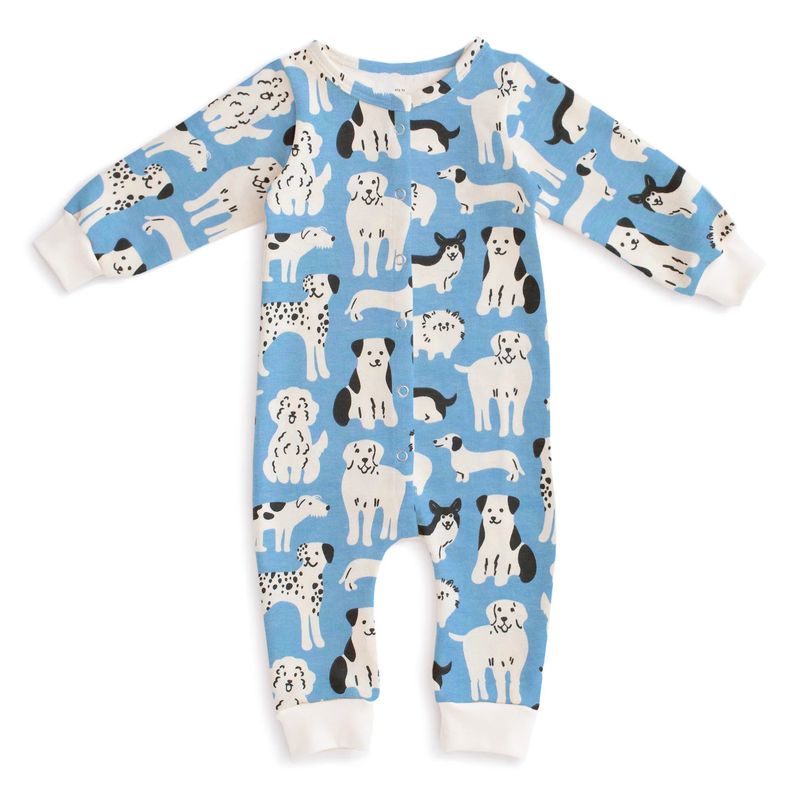 French Terry Jumpsuit Dog Parade Blue