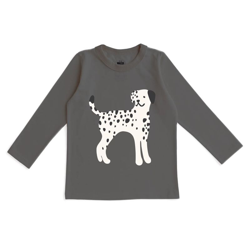 LS Graphic Baby Tee Dalmation Charcoal