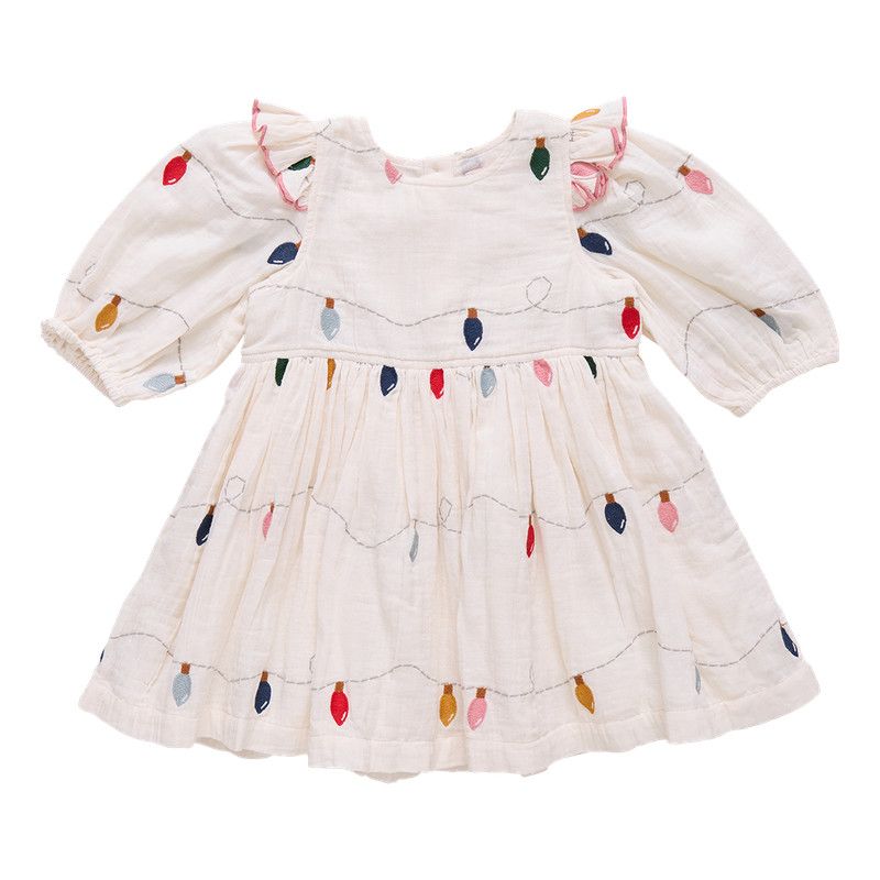 Brooke Dress Christmas Lights Embroidery