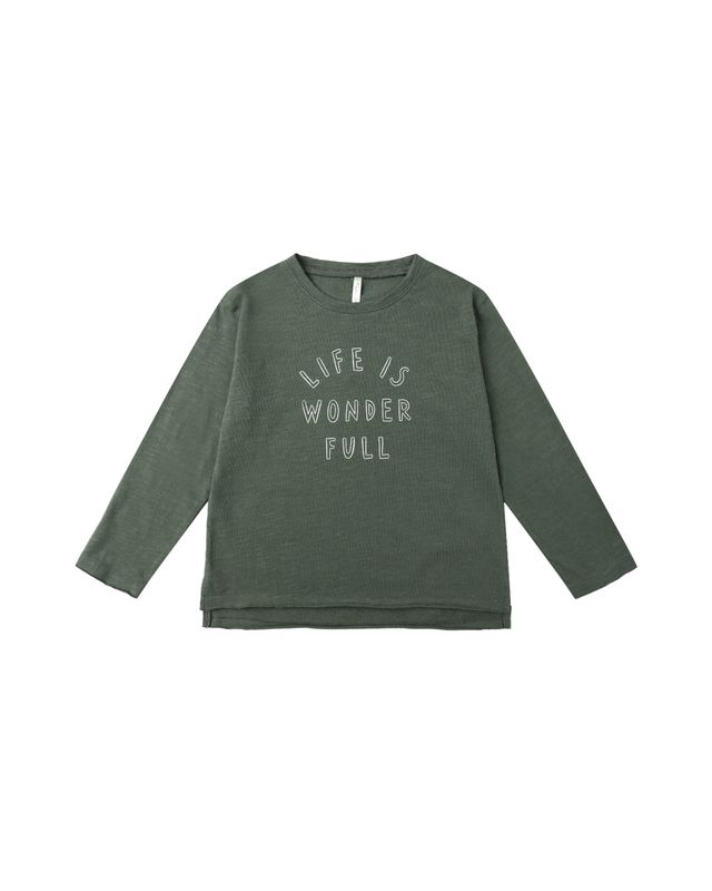 Raw Edge Long Sleeve Baby Tee Life Is Wonder Full