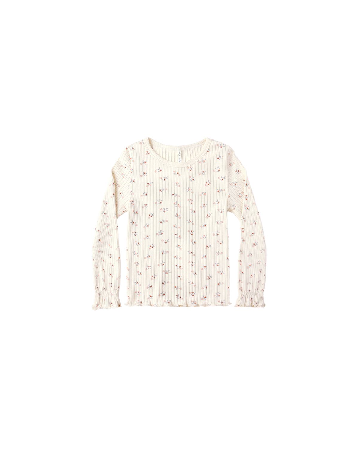 Ribbed Long Sleeve Top Natural Ditsy