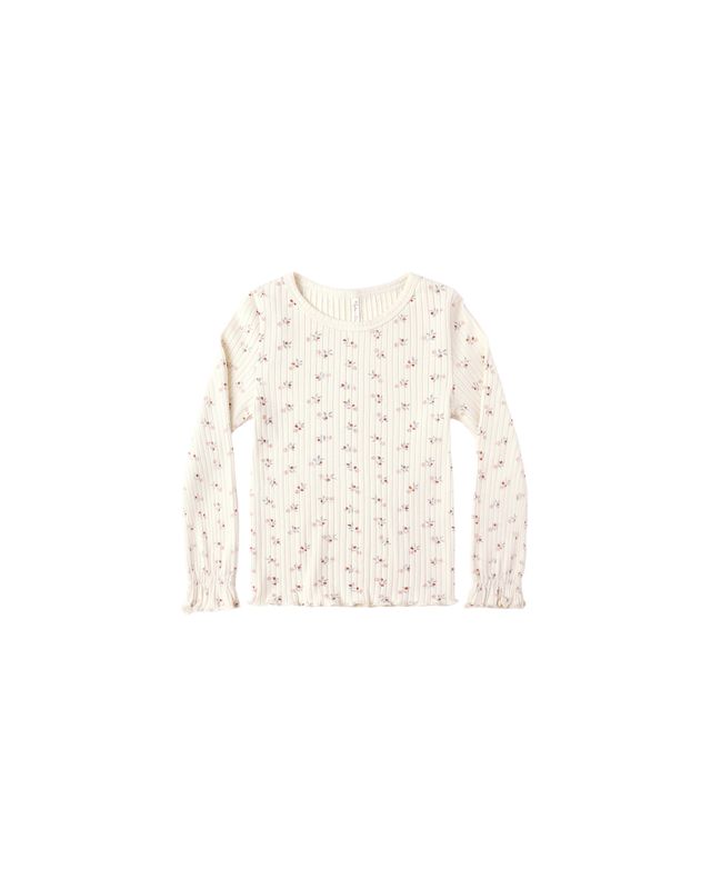 Ribbed Long Sleeve Top Natural Ditsy
