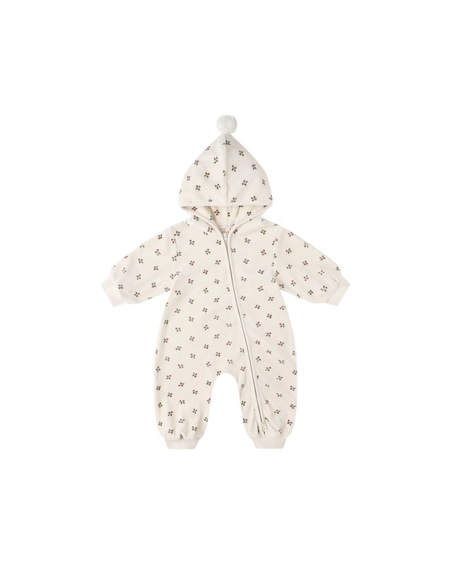 Velour Zip Jumpsuit Holly Berry