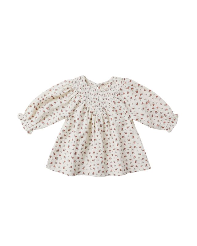 V Smocked Dress Winter Ditsy
