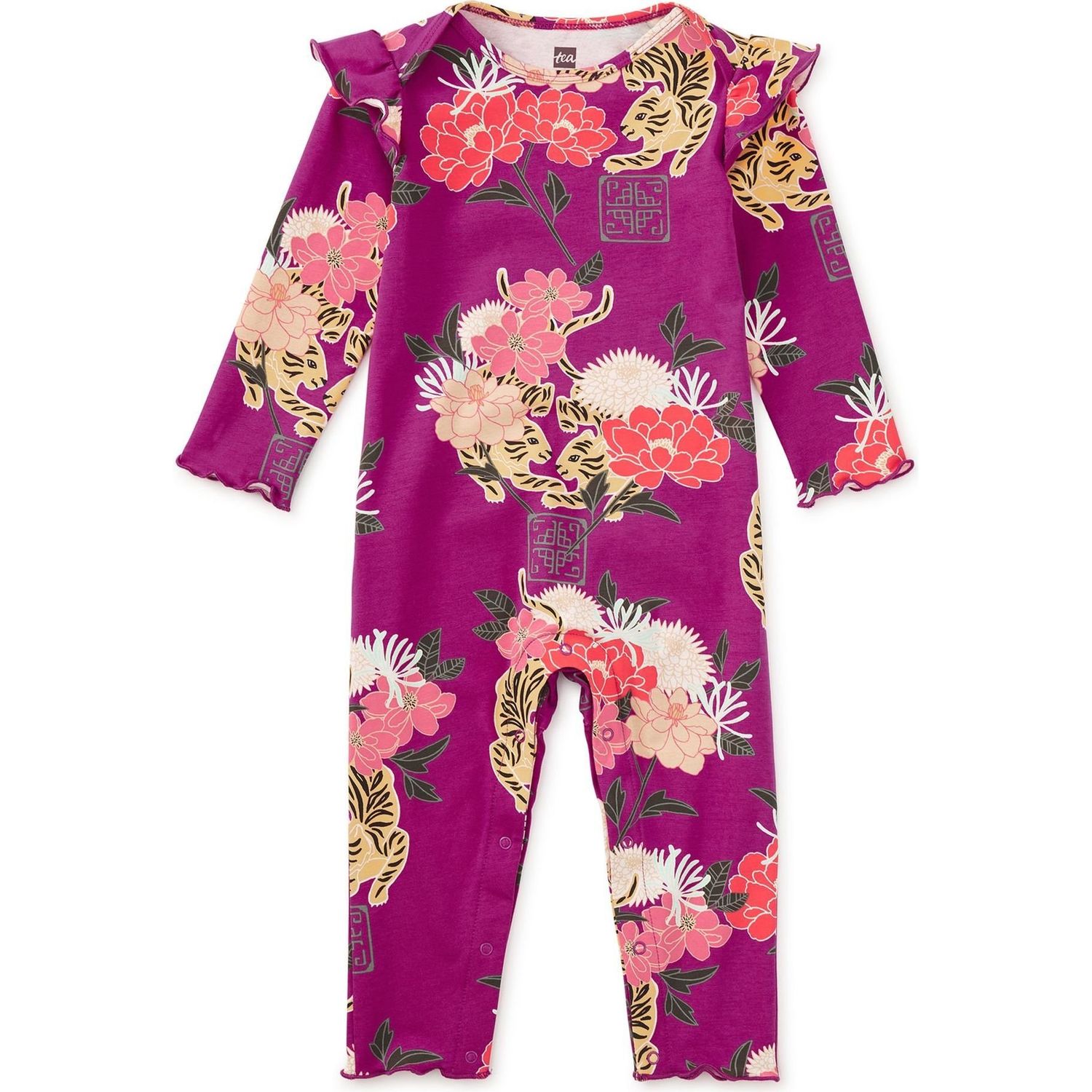Ruffle Shoulder Baby RomperTiger &amp; Peony