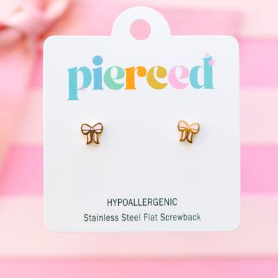 Pink Bow Screwback Earrings