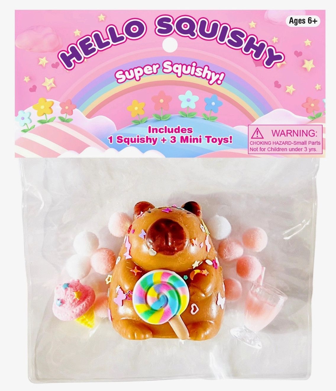 Zaba Hello Squishy Capybara with 3 Mini Toys