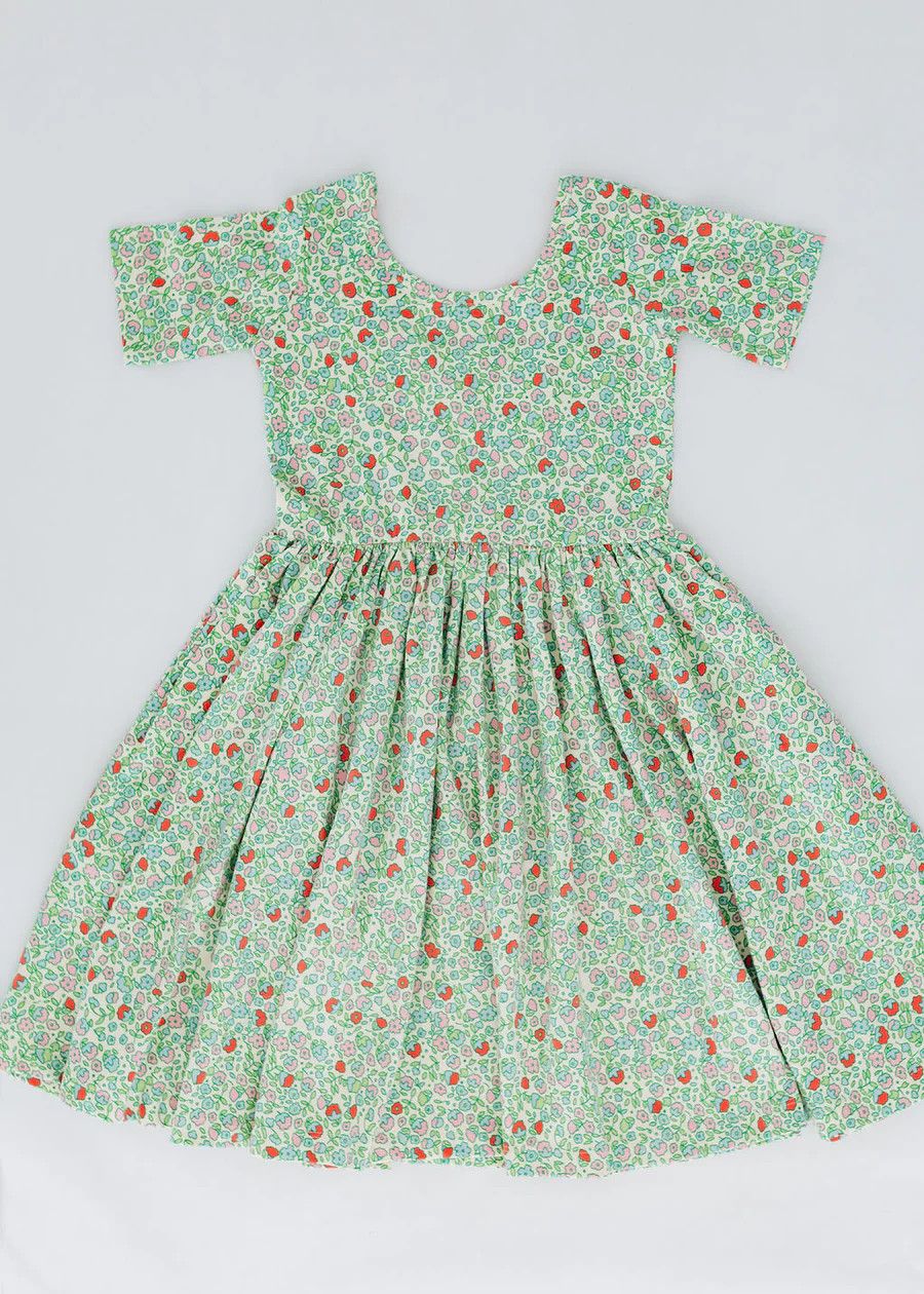 Short Sleeve Twirl Dress Spring Green Floral