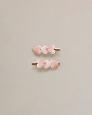 Velvet Heart Clips Pink