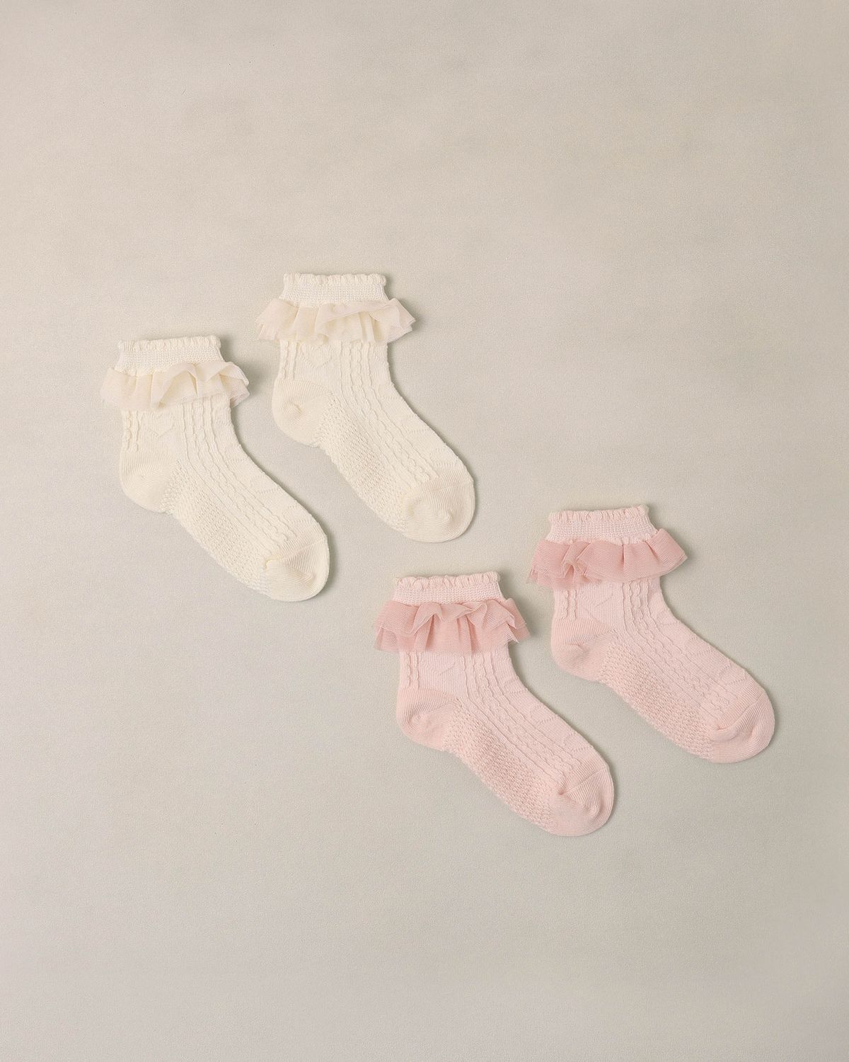 Ruffle Socks 2 Pack Ivory &amp; Blush