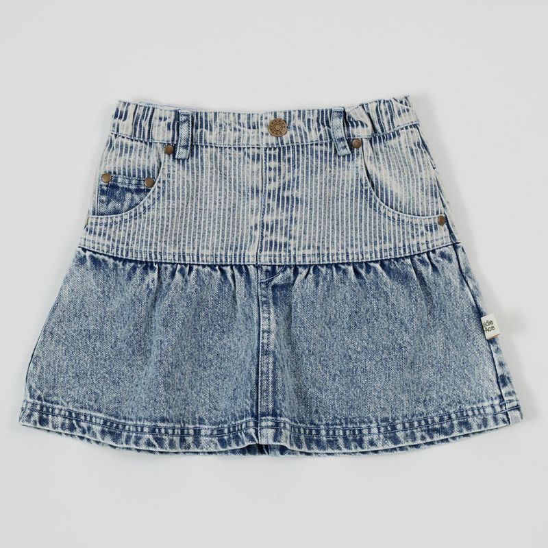 Pinstripe Peplum Denim Skirt