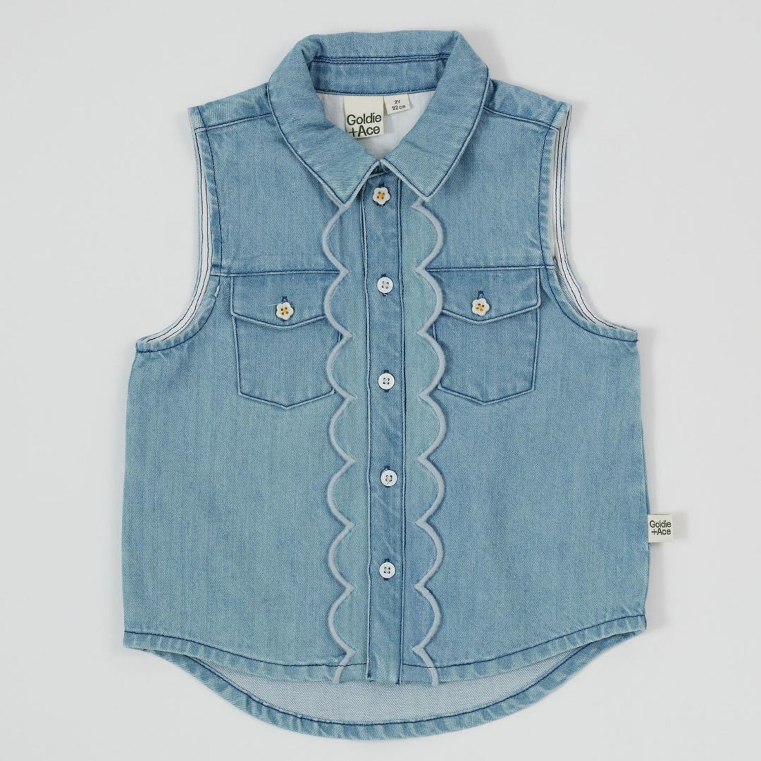 Scallop Edge Chambray Vest
