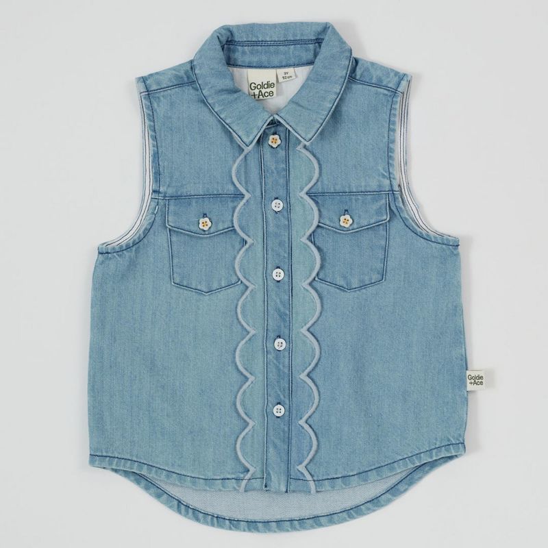 Scallop Edge Chambray Vest