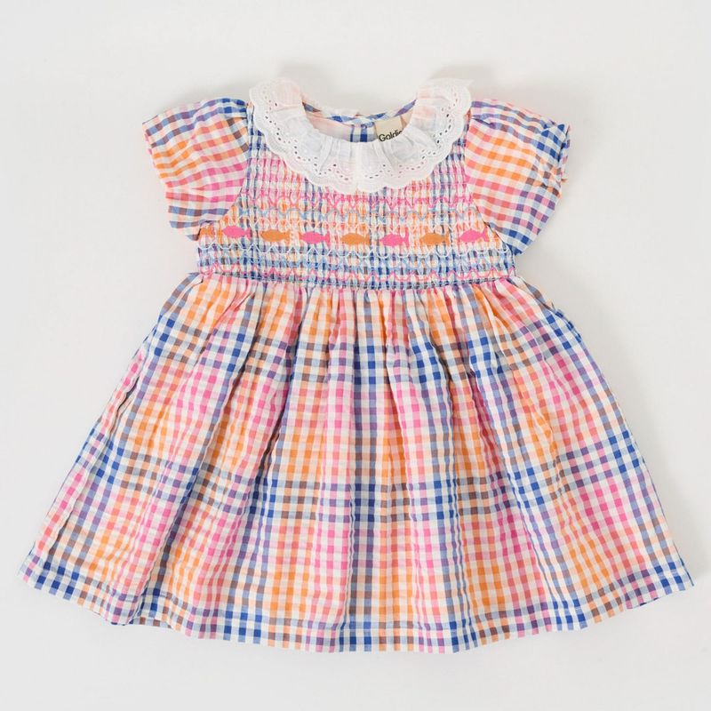 Flo Smocked Dress Rainbow Gingham 