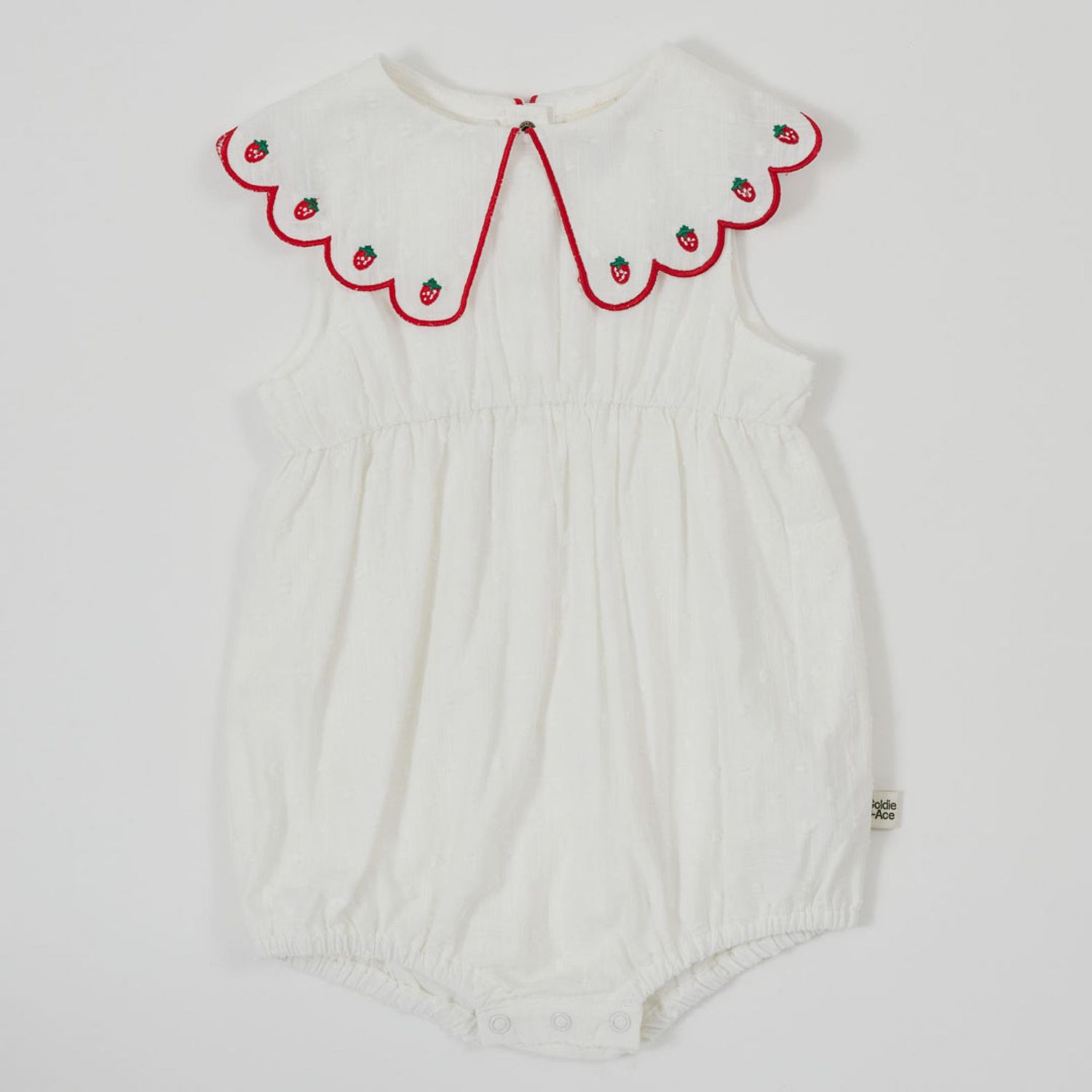 Scallop Collar Strawberry Romper