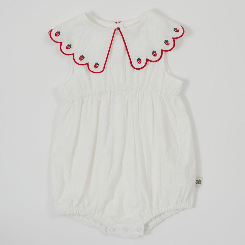 Scallop Collar Strawberry Romper