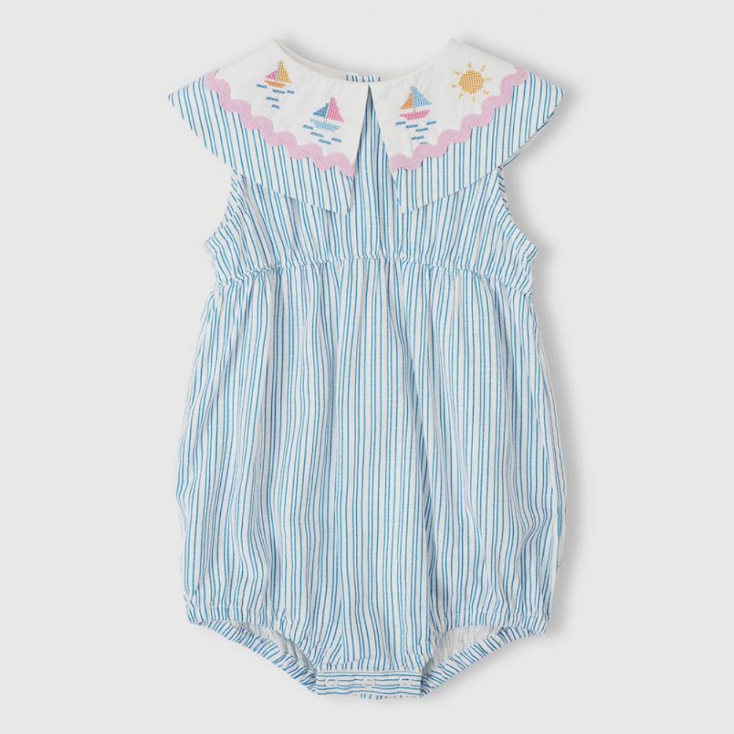 Ava Collared Romper Sailor Stripe