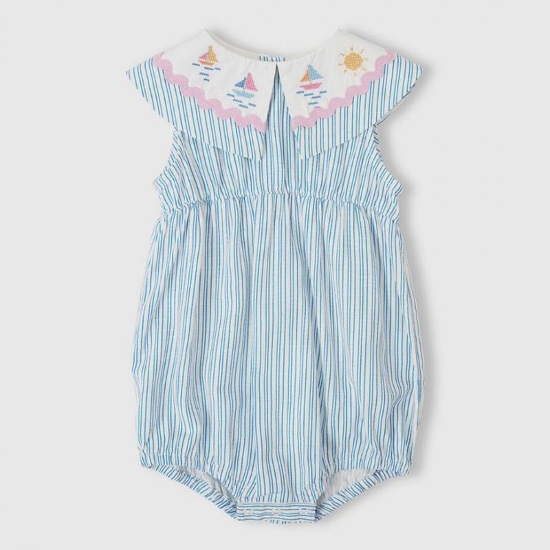 Ava Collared Romper Sailor Stripe