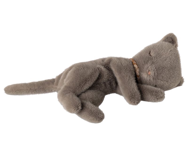 Sleeping Kitten Plush, Small - Grey