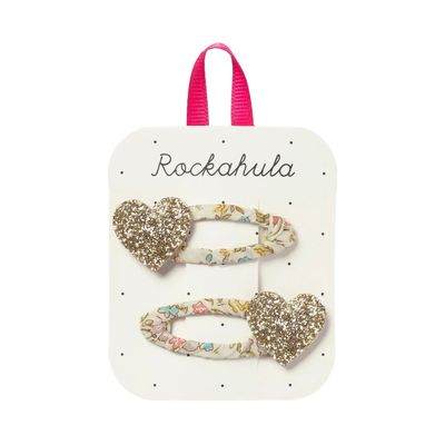 Petal Glitter Heart Clips