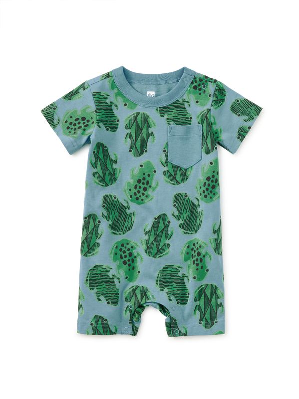 Pocket Shortie Baby Romper Hopalong Frogs