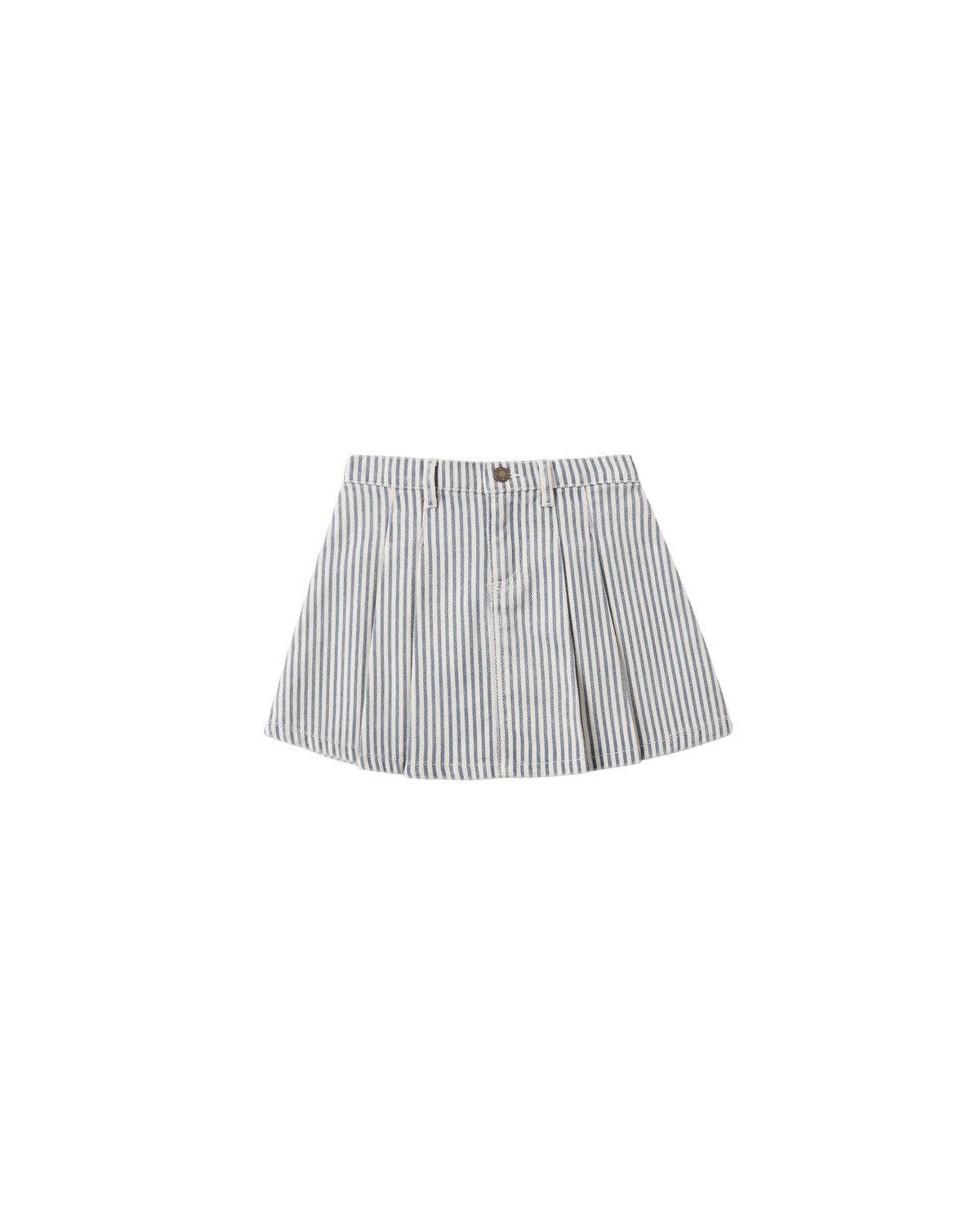 Pleated Denim Skirt Railroad Stripe