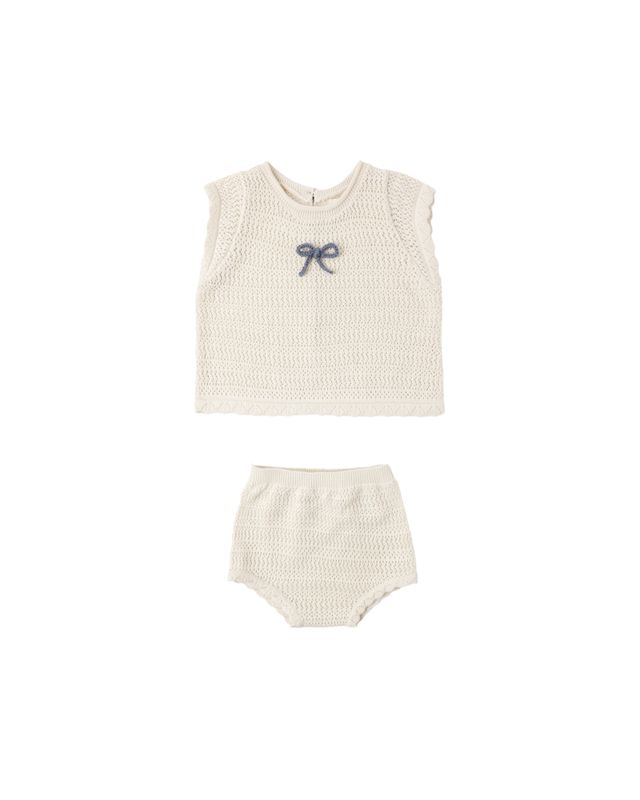 Scallop Knit Baby Set Natural
