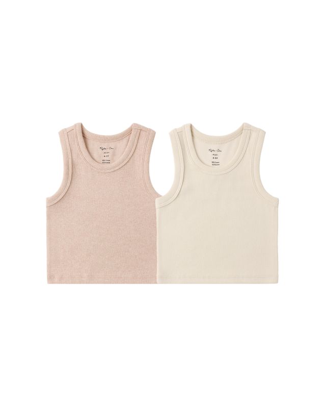 Ribbed Tank Set Shell, Heathered Blush