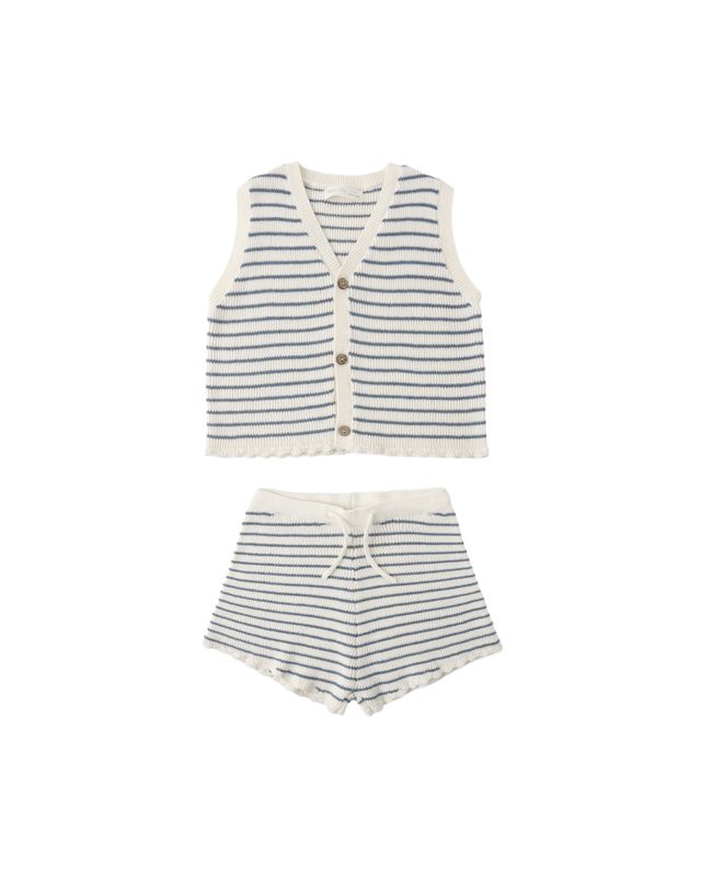 Knit Vest Set Marine Stripe