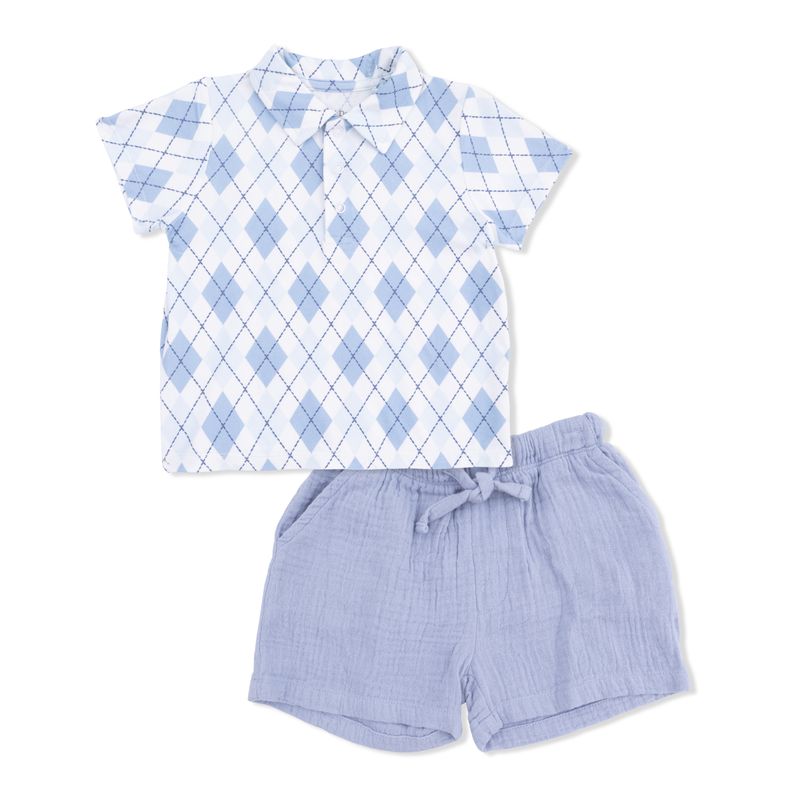 Polo &amp; Shorts Blue Argyle