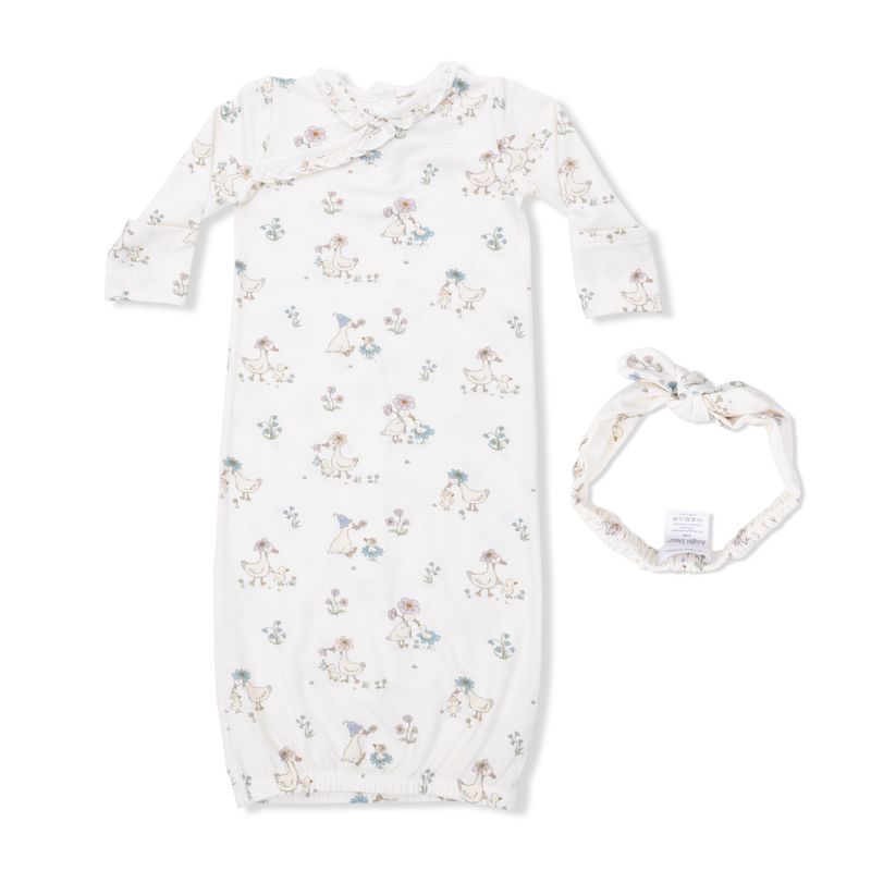 Kimono Gown &amp; Knot Headband Flower Ducklings