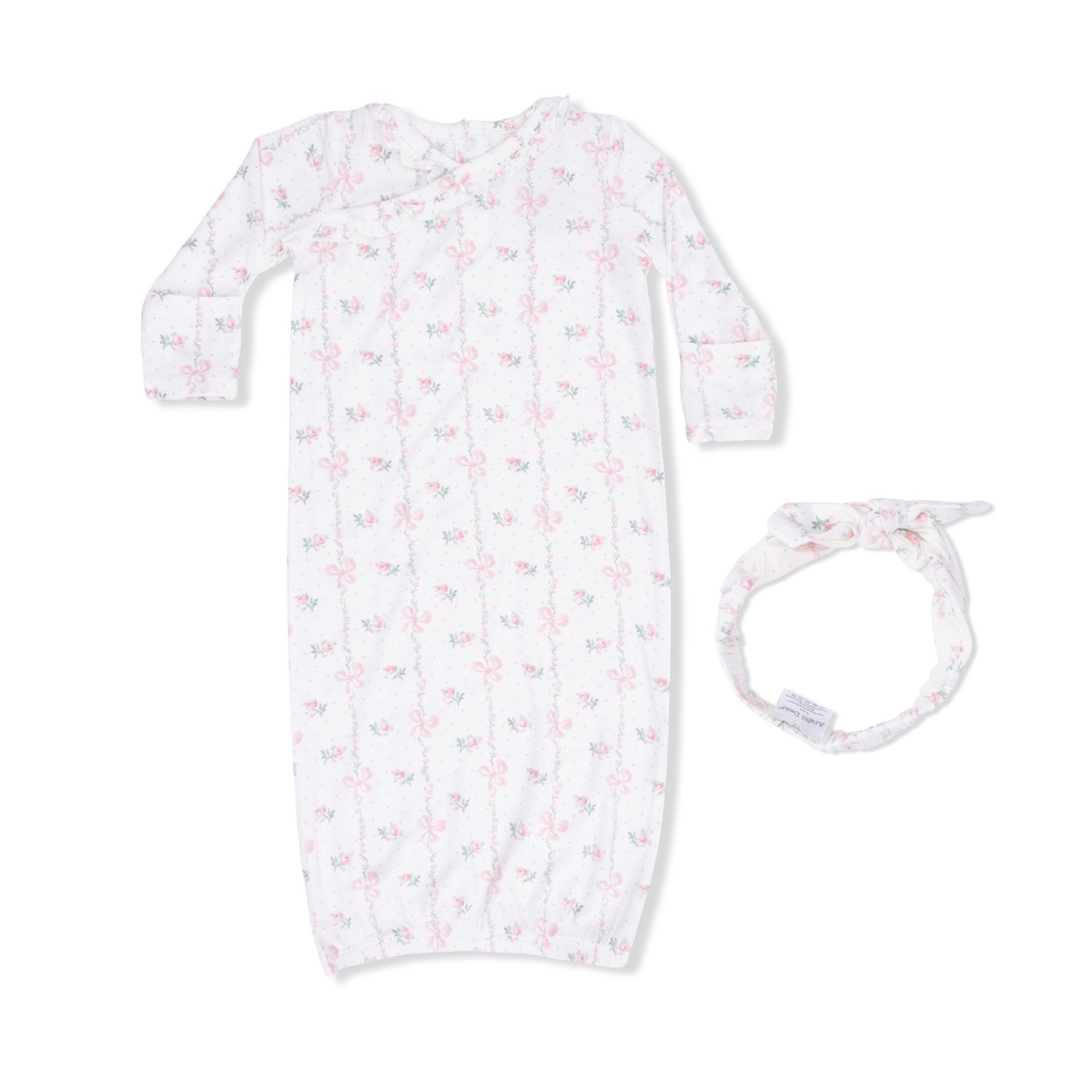 Kimono Gown &amp; Knot Headband Dainty Buds and Bows