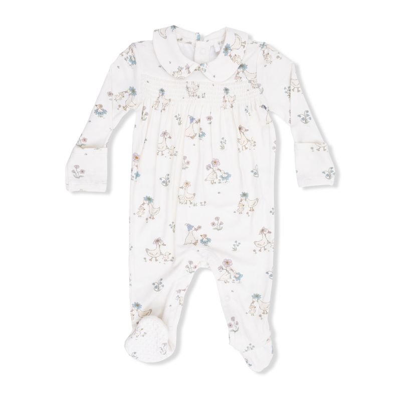 Smocked Peter Pan Snap Footie Flower Ducklings