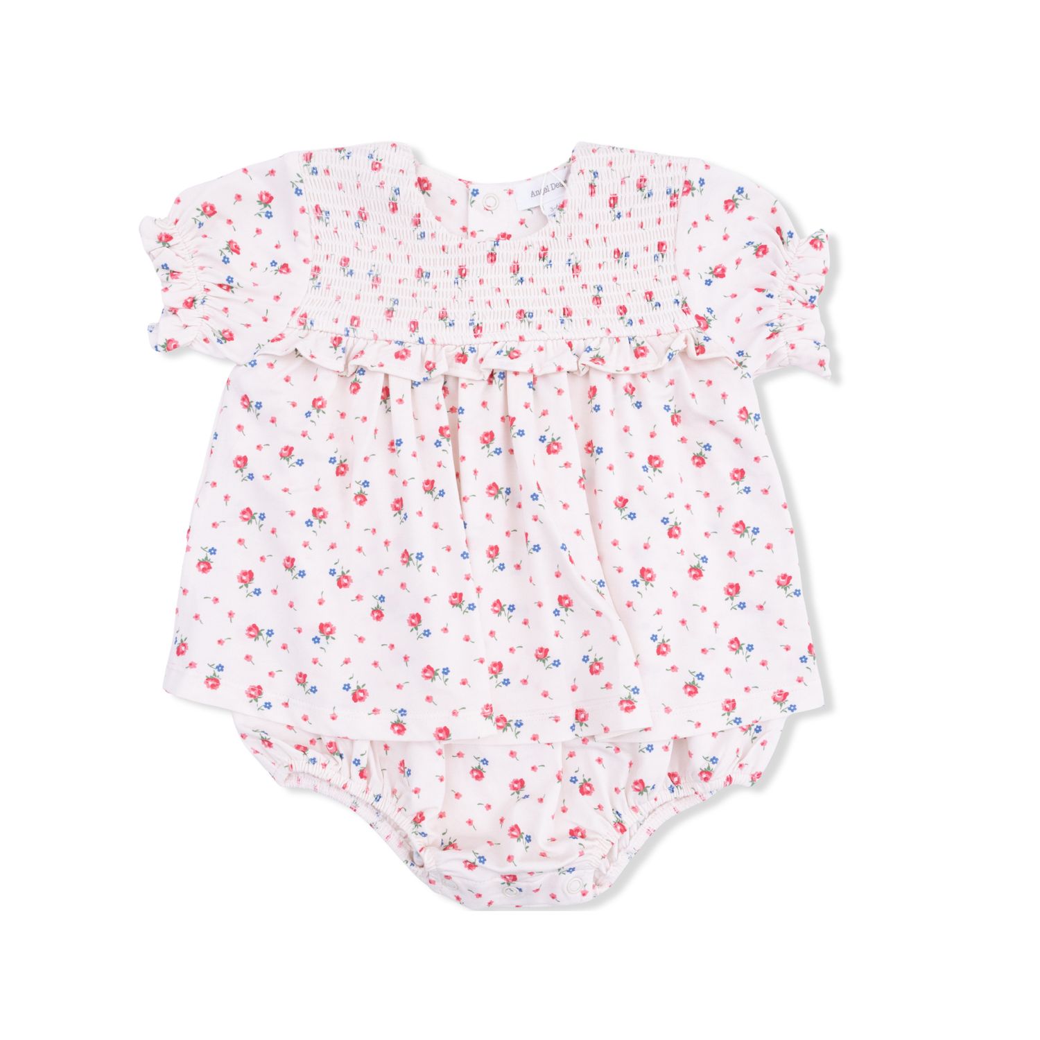 Smocked Ruffle Bubble with Skirt Joli Rosette