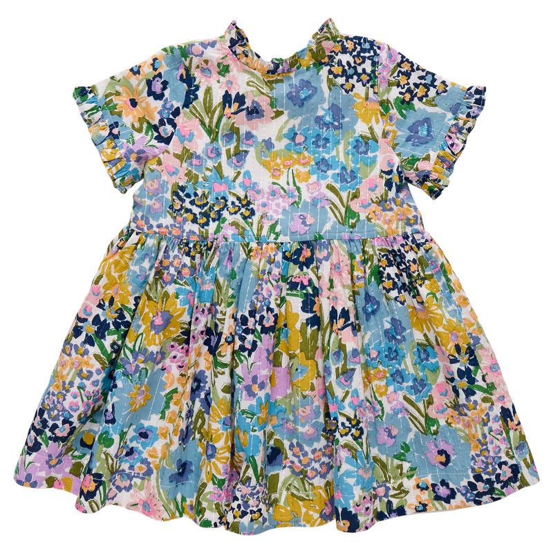 Autumn Dress Blue Large Sketched Floral